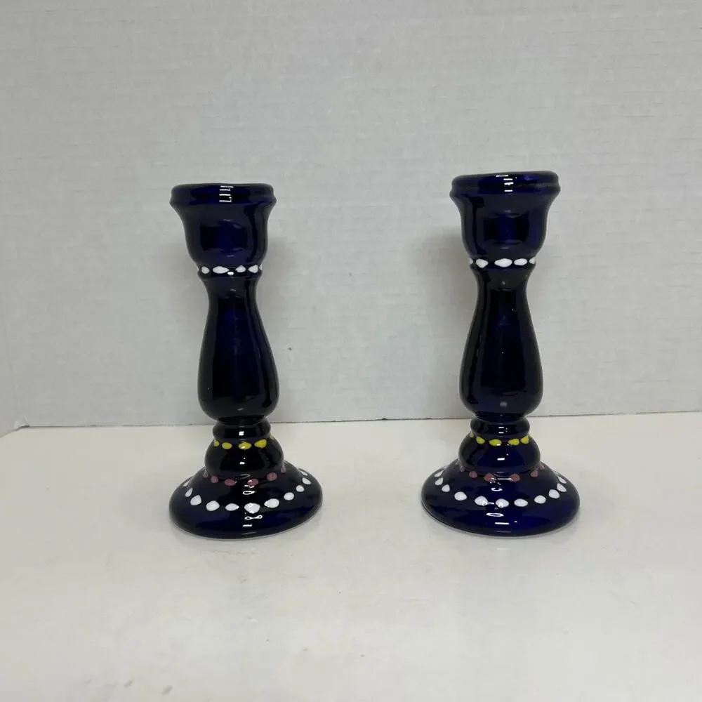 Pair Of Cobalt Blue Ceramic 6